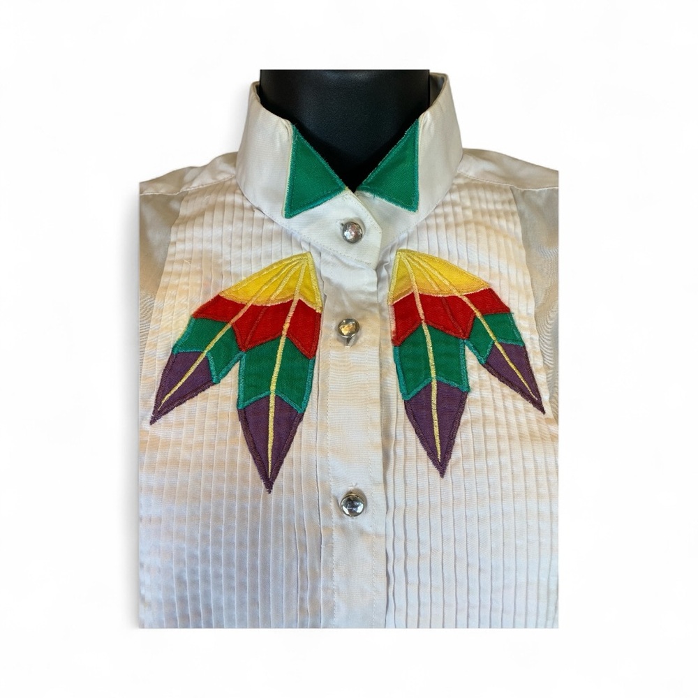 Vintage Wrangler Authentic Western Pearl Snap Shirt Rare L Embroidered Southwest - Picture 4 of 9